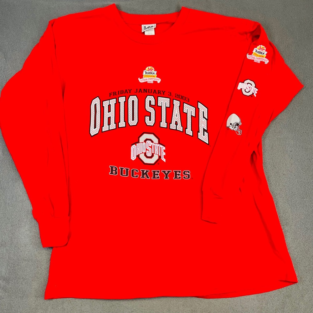 VTG‎ 2003 Ohio State Buckeyes BCS Champs Tee XL Lee Sport Long Sleeve NCAA Red